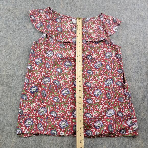 Agnes B Floral Frilled Top Blouse size 2 Red Cotton Sleeveless - Picture 5 of 12